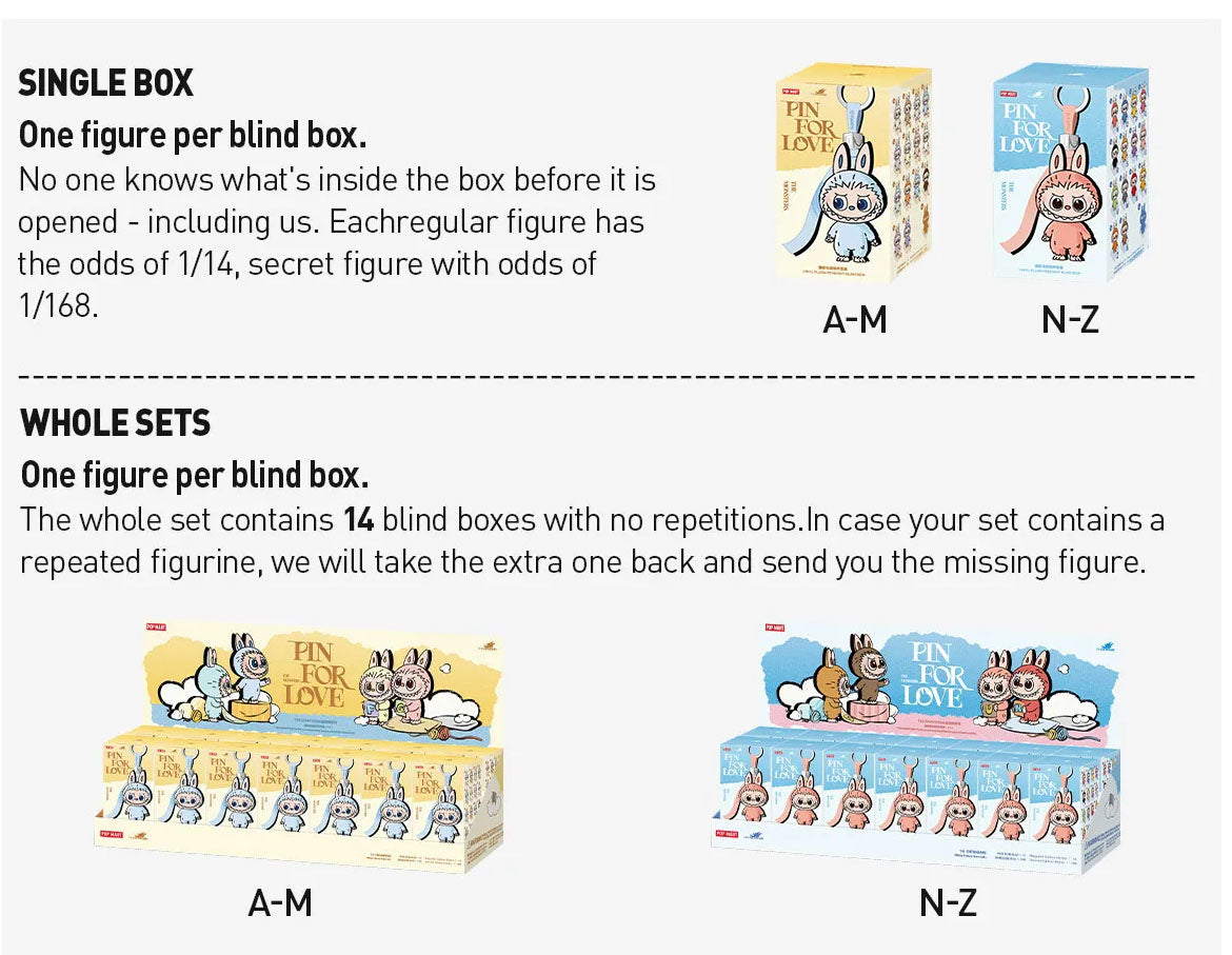 Authentic POP MART Labubu The Monsters Pin for Love Plush A-M (Blind Box)